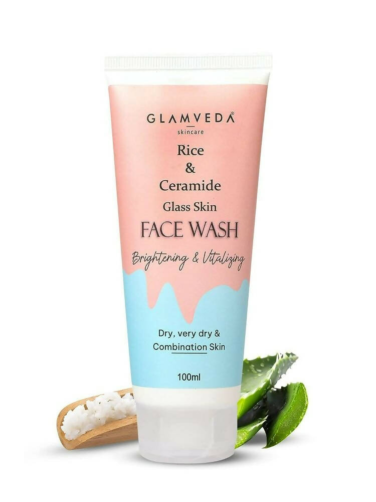 Glamveda Rice & Ceramide Glass Skin Face Wash - Distacart
