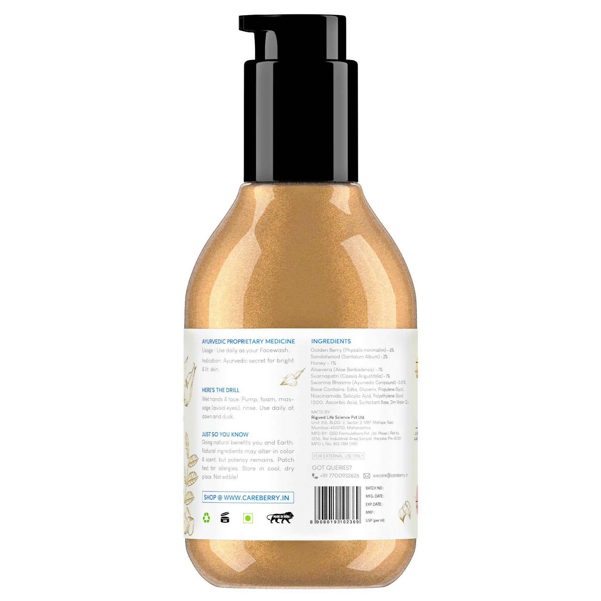 Careberry Golden Berry & Gold Dust Face Wash - Distacart