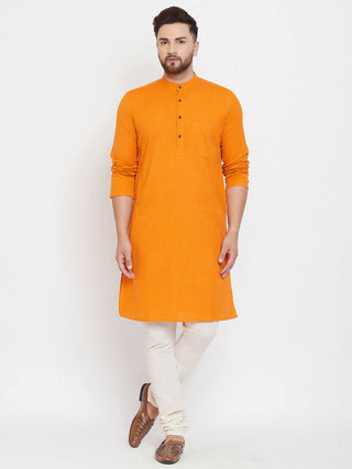 Even Apparels Pure Cotton Men's Kurta With Band Collar in Yellow Color - Distacart