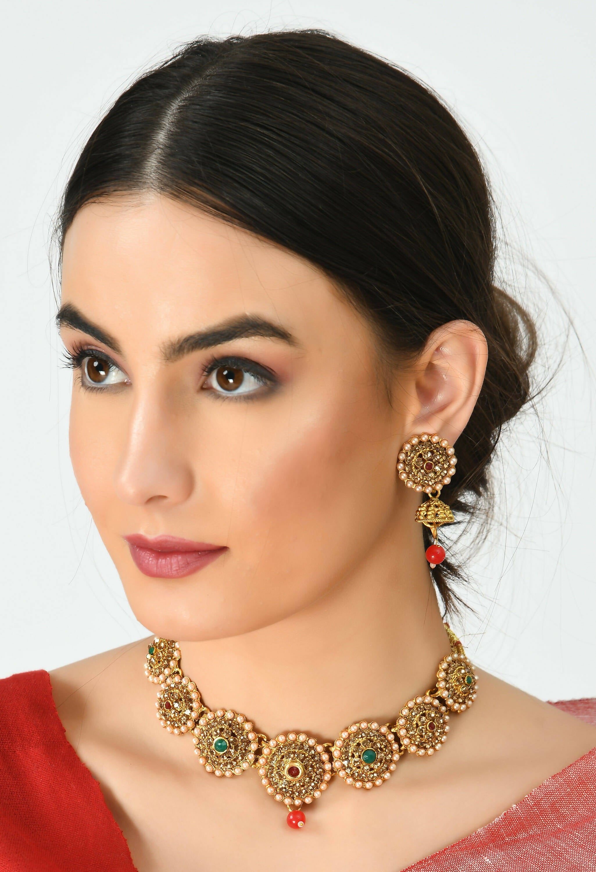 Mominos Fashion Johar Kamal Gold-Plated Brass Finish Kundan Choker For Women (Golden) - Distacart