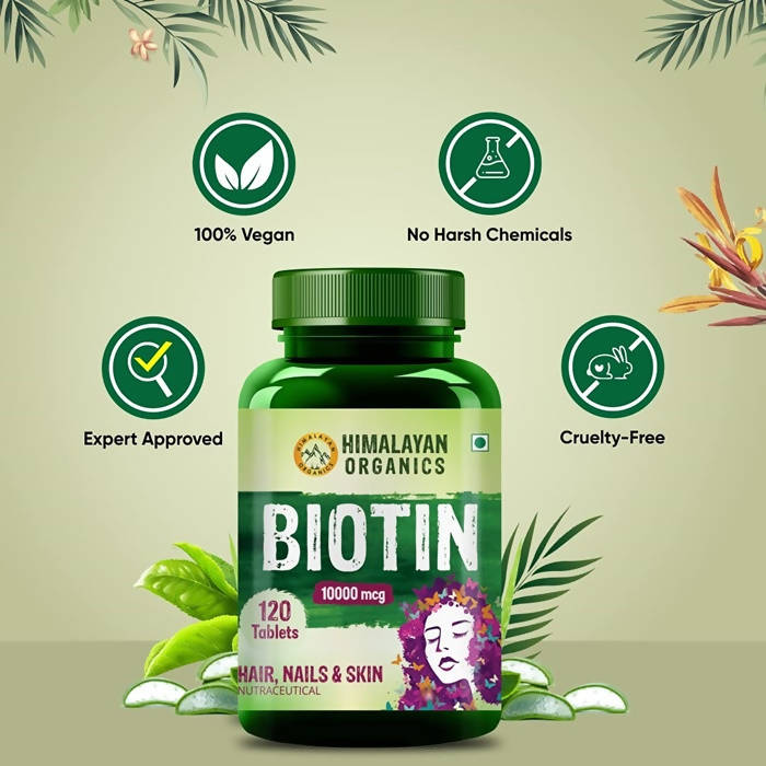 Biotin 10,000 mcg For Hair, Nails & Skin Nutraceutical 120 Tablets