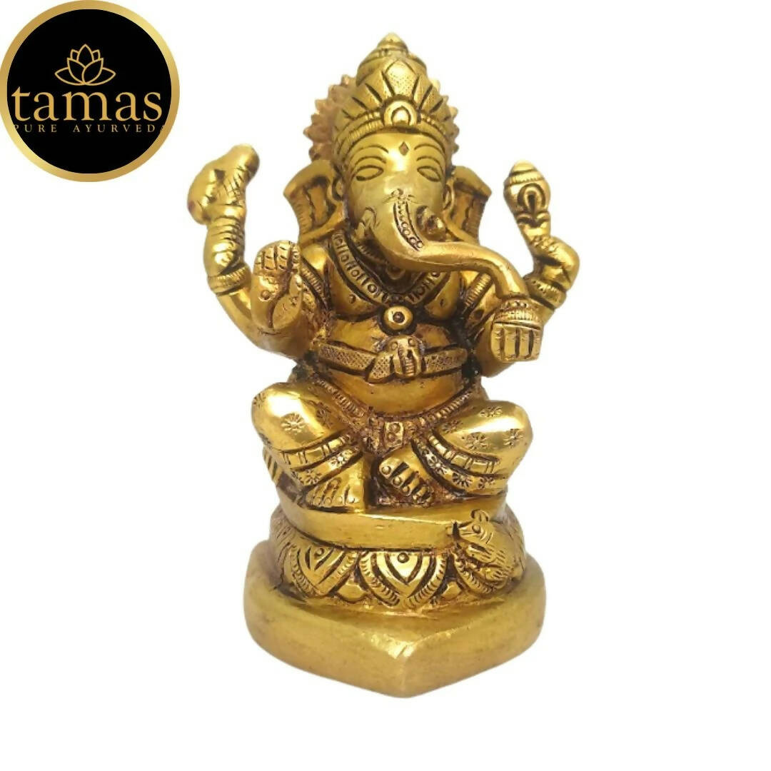 Tamas Brass Handmade Ganesh Statue for Good Luck, Success and Prosperity (Golden) - Distacart