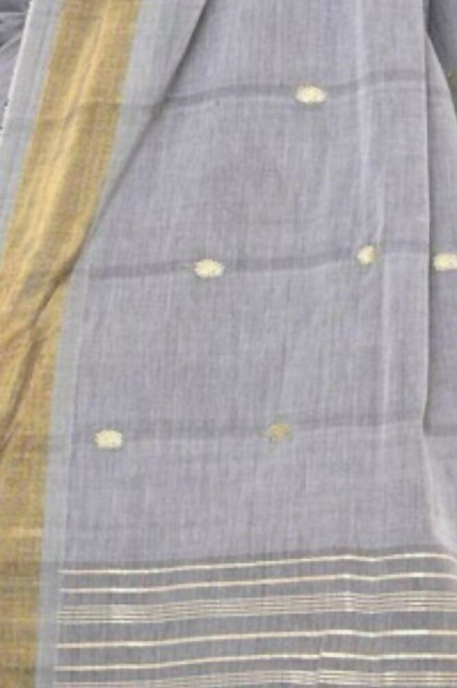 Very Much Indian Handloom Grey Cotton Paithani With Radha Krishna Pallu - Distacart