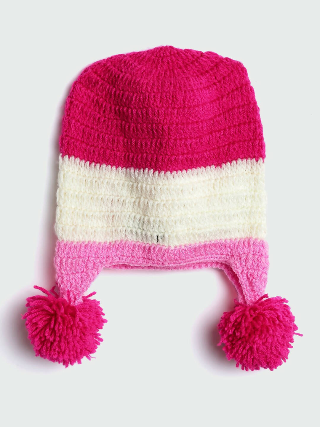 Chutput Kids Woollen Hand Knitted Flower And Animal Detailed Cap - Pink - Distacart