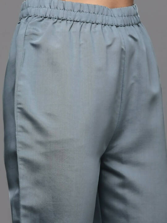 Varanga Women Grey Ethnic Motifs Gotta Patti Kurta with Trousers & With Dupatta - Distacart