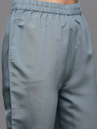 Thumbnail for Varanga Women Grey Ethnic Motifs Gotta Patti Kurta with Trousers & With Dupatta - Distacart