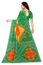 Thumbnail for Vamika Beautiful Ethnic Fire Green Printed With Lace Saree - Distacart