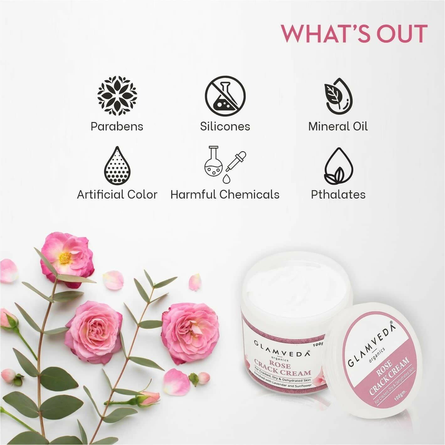 Glamveda Rose Hand & Foot Crack Cream - Distacart
