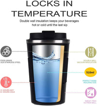 Thumbnail for Wosta Insulated Travel Coffee Mug Tumbler 2.0 - 510ml (Black) - Distacart