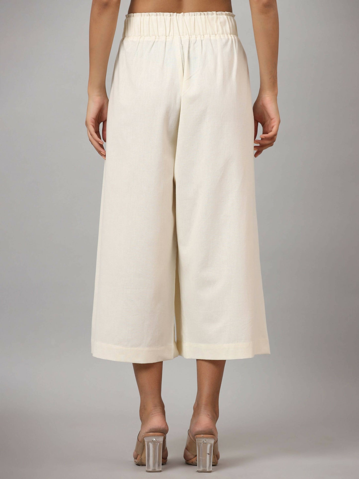 Juniper Women's Ivory Cotton Flex Flared Culottes - Distacart