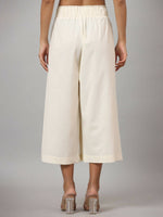 Thumbnail for Juniper Women's Ivory Cotton Flex Flared Culottes - Distacart