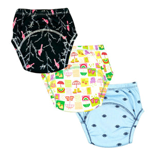 Kindermum Set Of 3- Cotton Padded Pull Up Training Pants/ Padded Underwear For Kids Rugby Animals Rains-Set of 3 PCs - Distacart