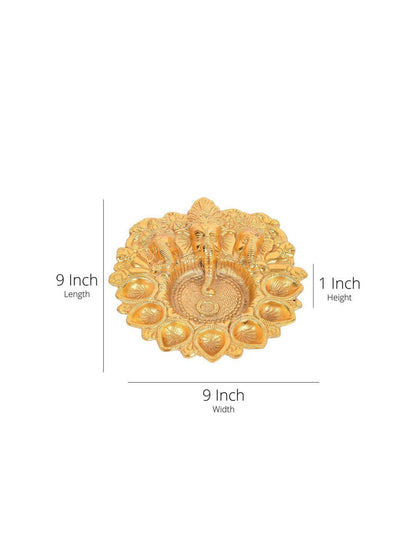 Craftvatika Gold-Toned Metal Lord Ganesha Design Kuber Diya - Distacart