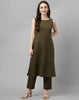FIORRA Women's Olive Rayon Silk Straight Kurta Set - Distacart