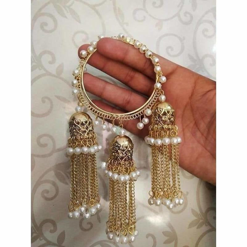 Gold Color Bangles With Jhumkas And Lot Of Hanging Chains
