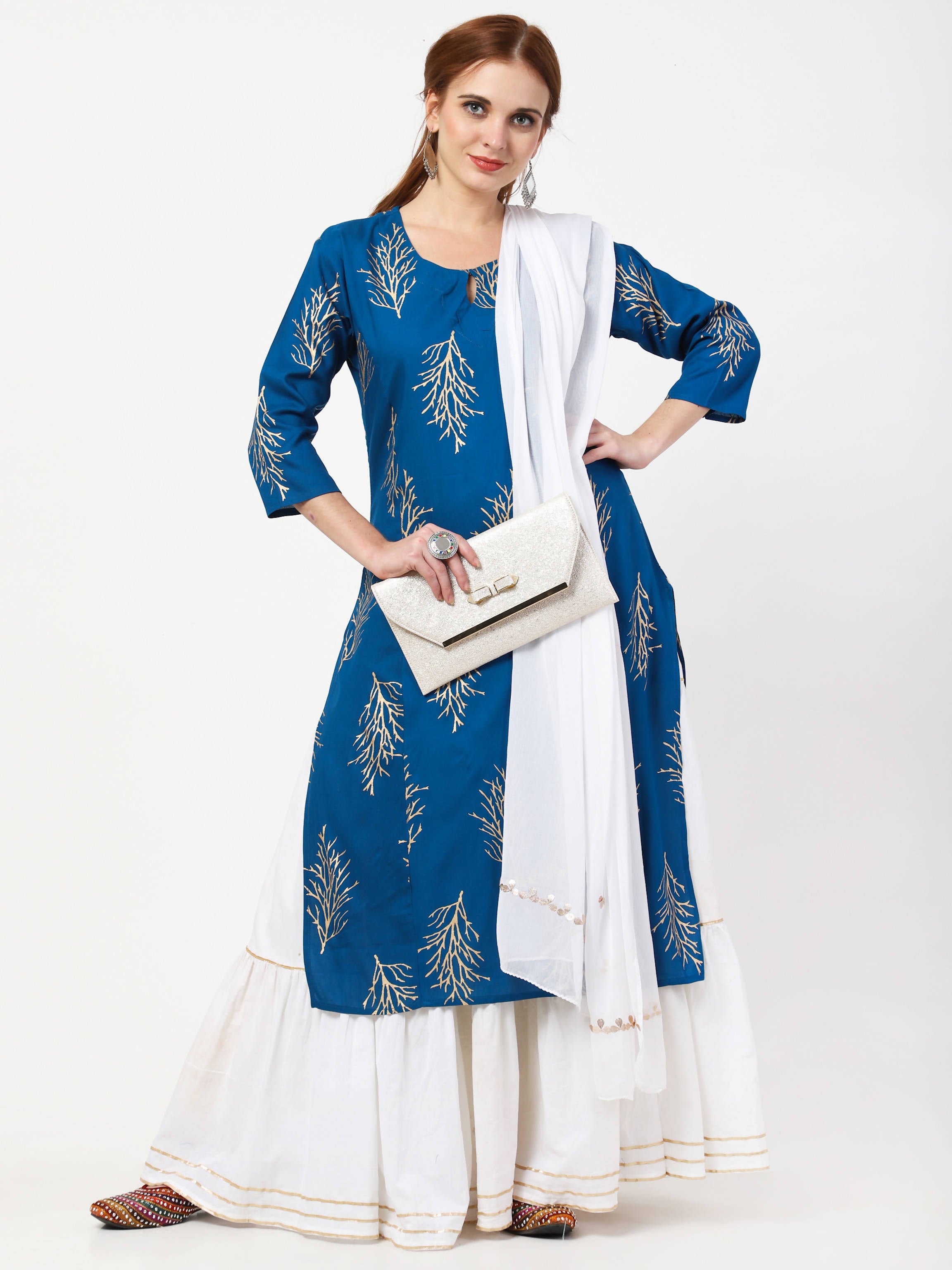 Cheera Kurta with Skirt & Embroidered Dupatta Set (CH111KSD) - Distacart