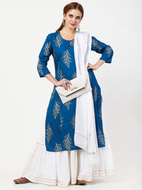Thumbnail for Cheera Kurta with Skirt & Embroidered Dupatta Set (CH111KSD) - Distacart