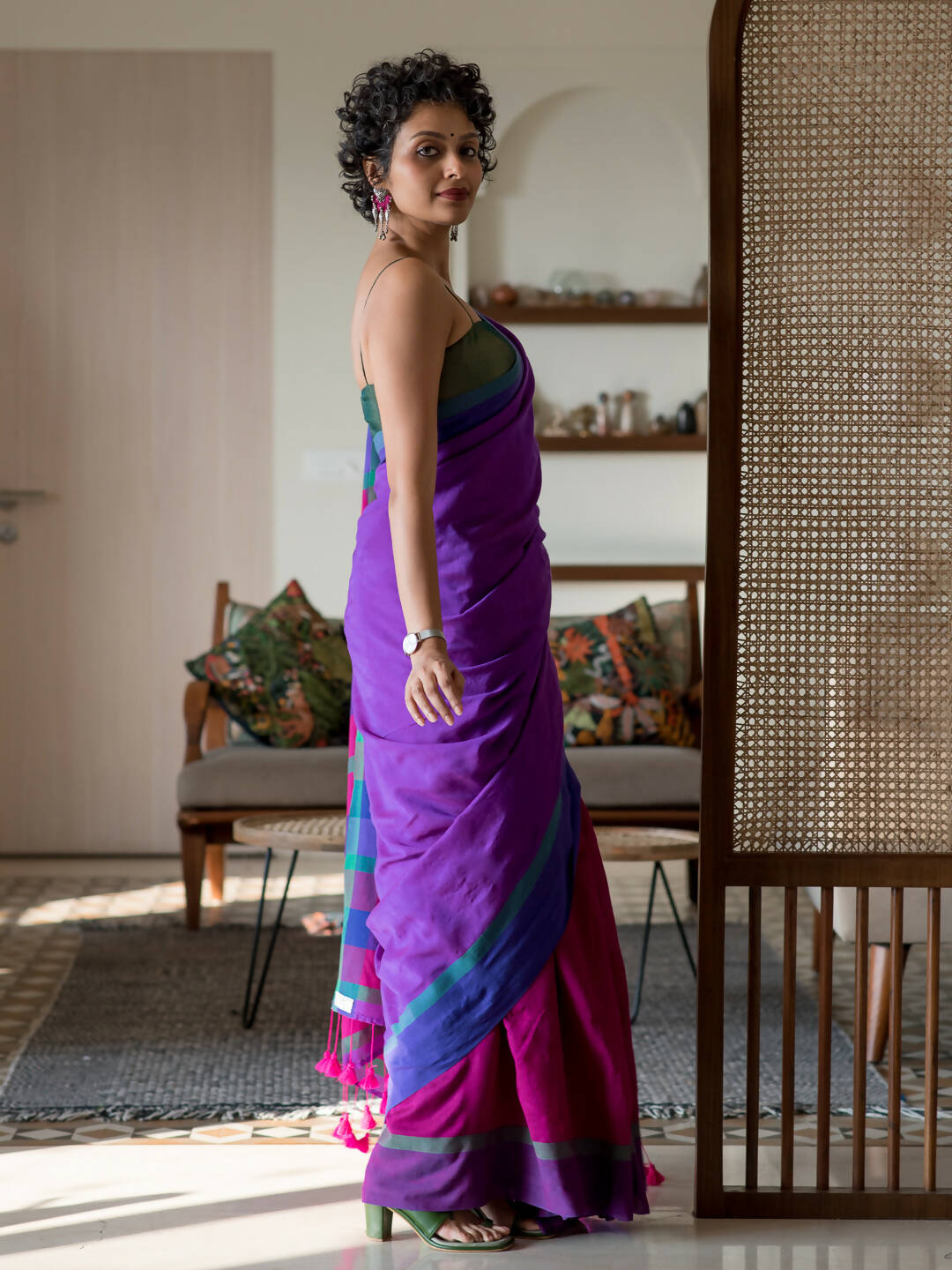 Suta Multi Color Woven Design Cotton Blend Saree - Distacart