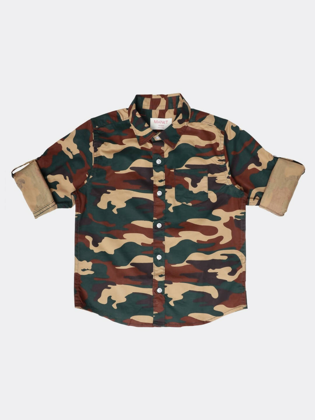 Manet Boys Full Sleeves Camouflage Printed Shirt - Green - Distacart