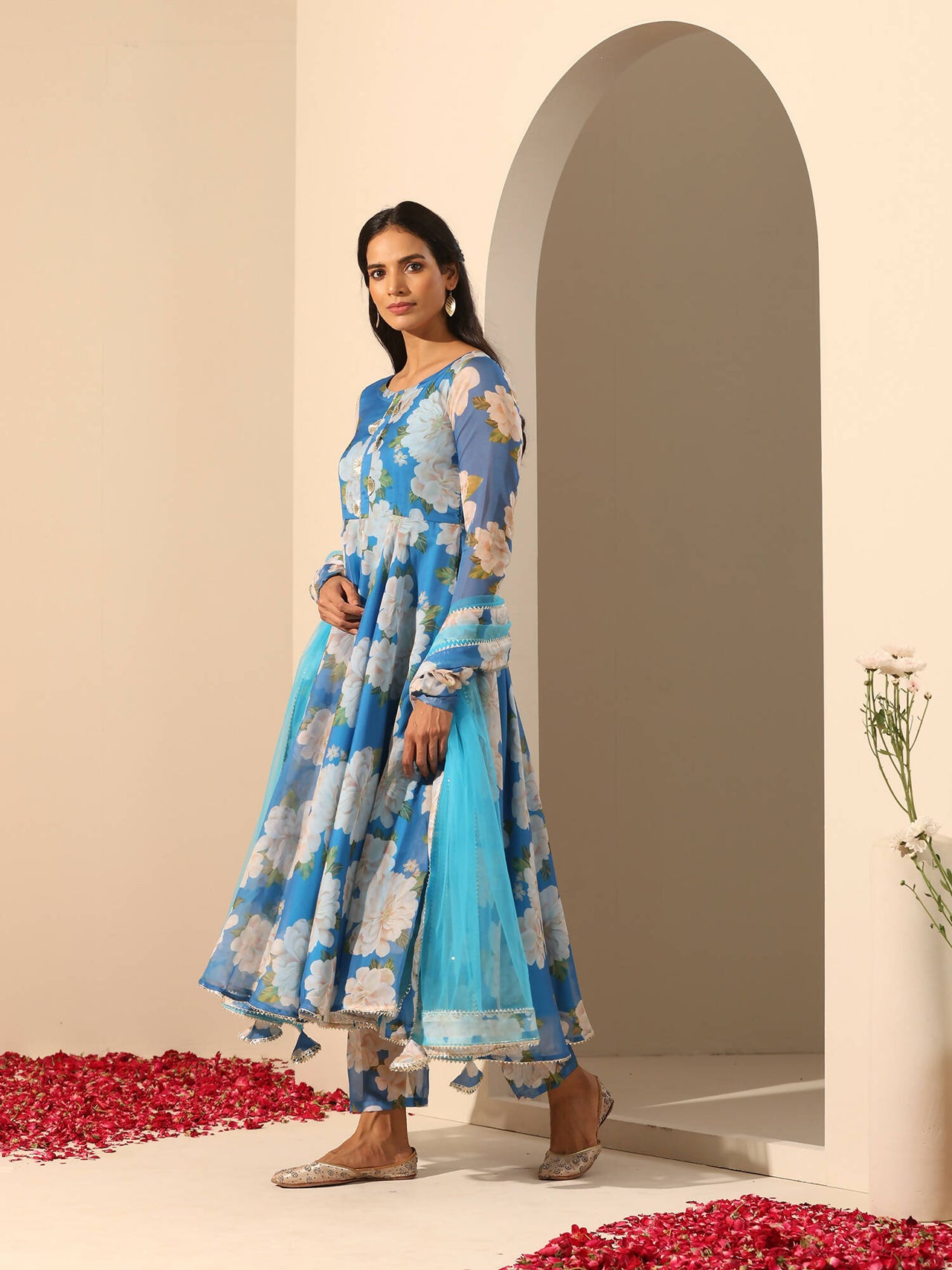 Pomcha Jaipur Blue Gul Fiza Anarkali Set - Distacart