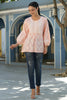 Juniper Women's Peach Cambric Placement Floral Printed Tunic - Distacart