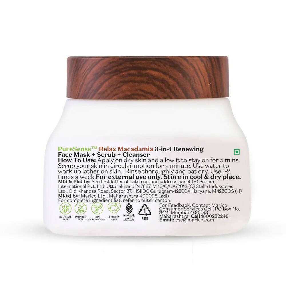PureSense Macadamia 3 in 1 Renewing Face Mask, Scrub & Cleanser - Distacart