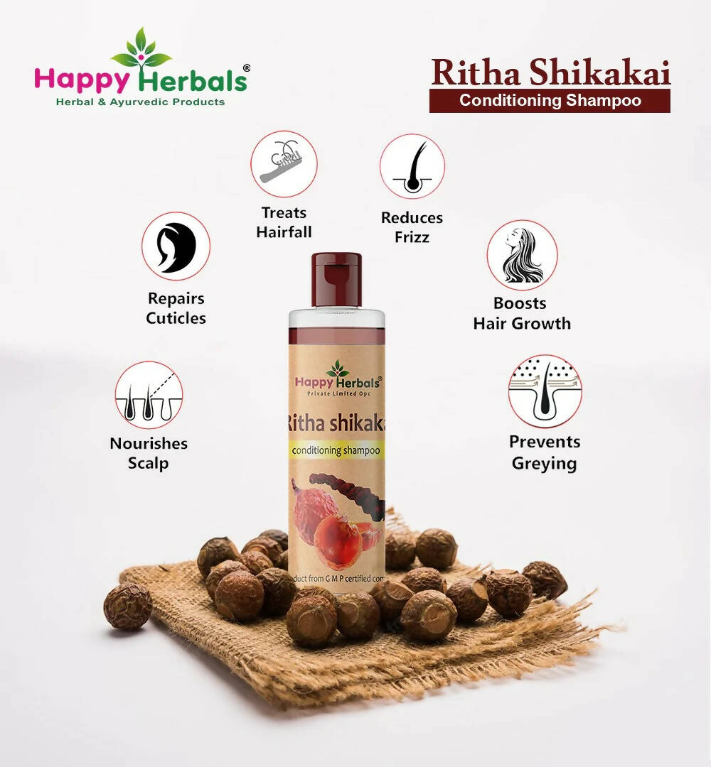 Happy Herbals Ritha Shikakai Conditioning Shampoo - Distacart