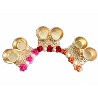 Thumbnail for Fancy Haldi and Kumkum Holders With Roses and Pearls - 1 Piece - Distacart