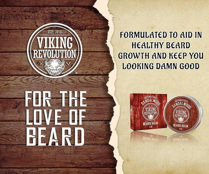 Viking Revolution Beard Balm with Sandalwood Scent and Argan Jojoba Oils - Distacart