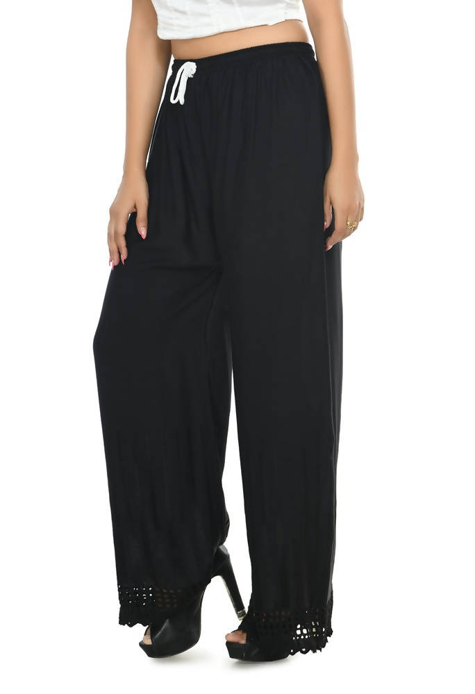 Mominos Fashion Moeza Reyon Cotton Black Cut Work Palazzo