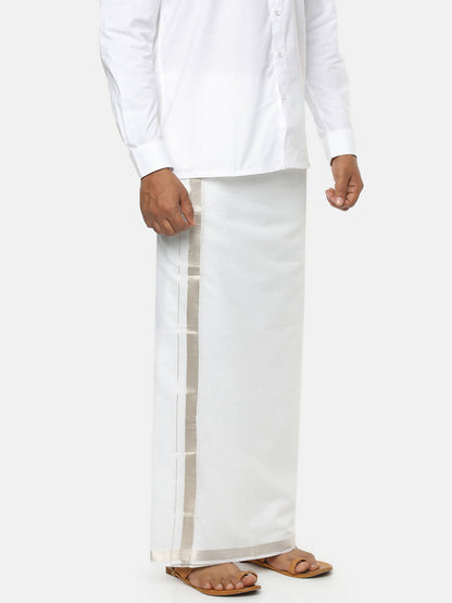 Ramraj Cotton Mens Cotton Silver Jari Dhoti - White - Distacart