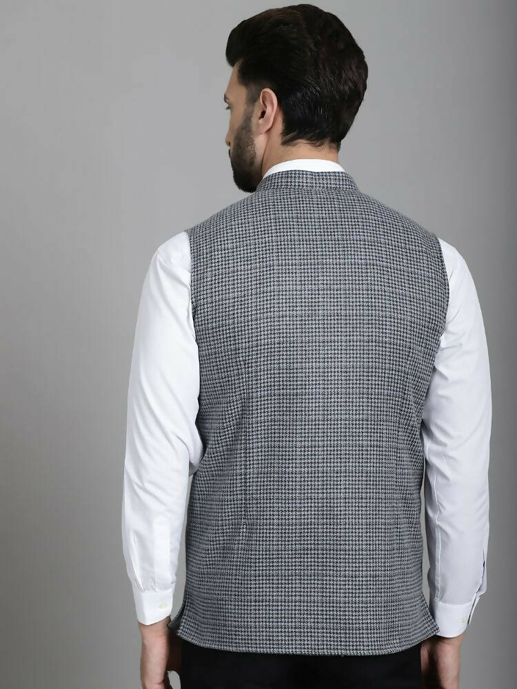 Even Apparels Nehru Jacket With Welt Pockets - Grey - Distacart