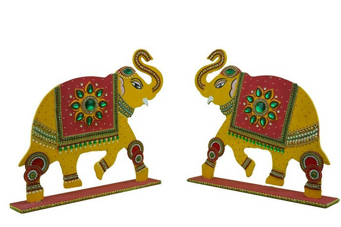 Kundan HandiKrafts Mdf Elephant Back Drop Pair - Distacart