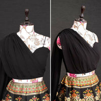 Thumbnail for InfinitySaree Black Banarasi Silk Lehenga Choli for Women, Ready to Wear Stitched Lengha Choli for Party - Distacart