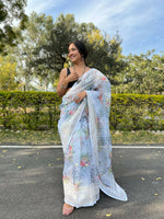 Thumbnail for Vastrasky White Organza Saree - Distacart