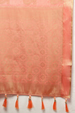 Thumbnail for Lorenvalley Fashion Peach Cotton Woven Design with Zari Weaving Design Saree - Distacart