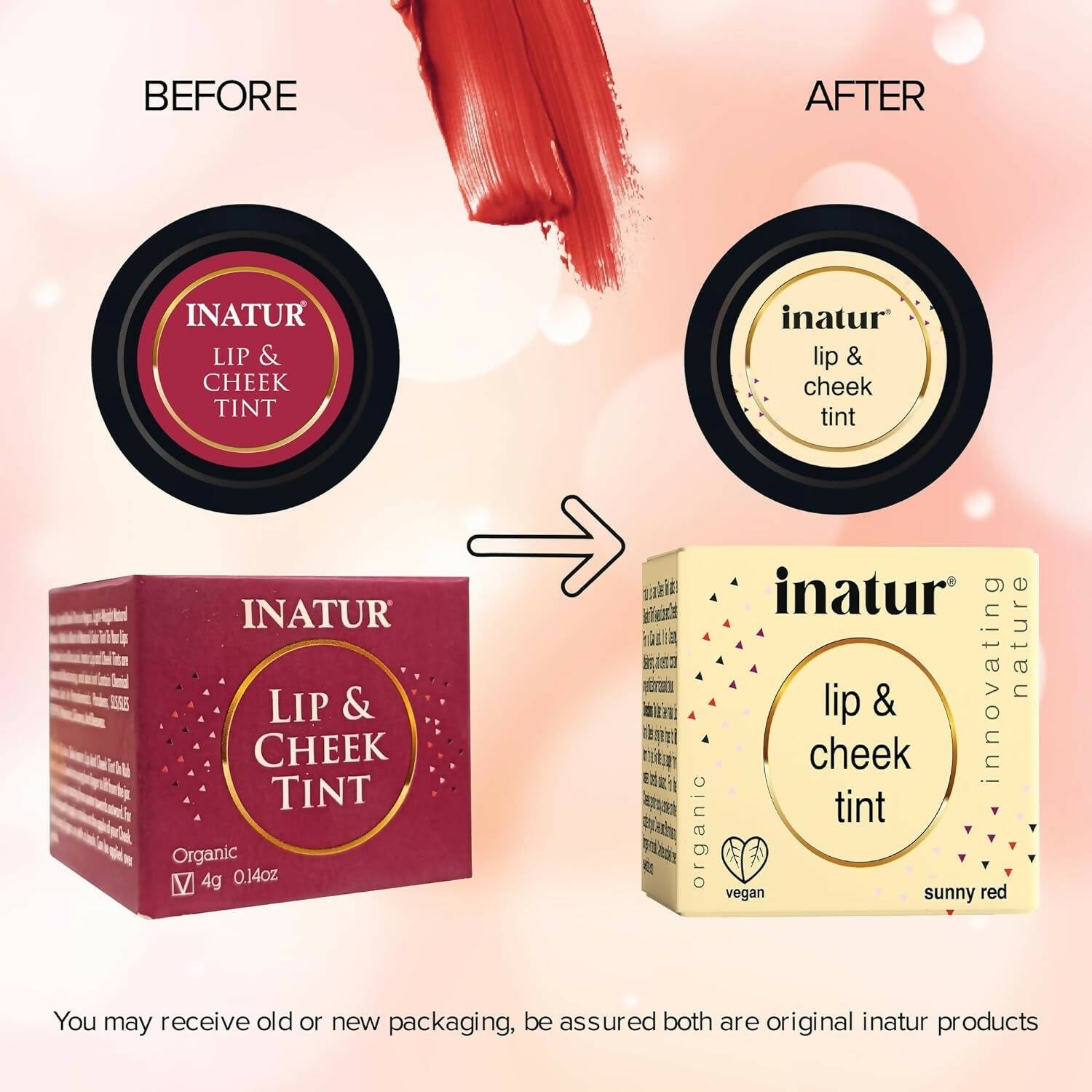 Inatur Lip and Cheek Tint Sunny Red - Distacart