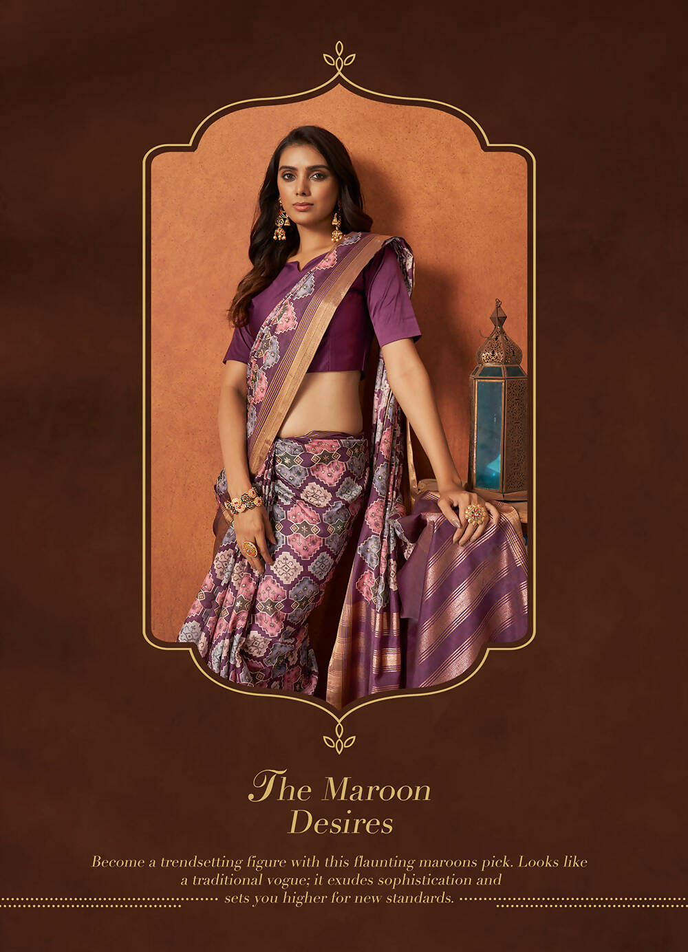 Purple Rangkat and Crepe Silk Aztec Saree With Unstitched Blouse Piece - Mohmanthan Royal Saachi - Distacart