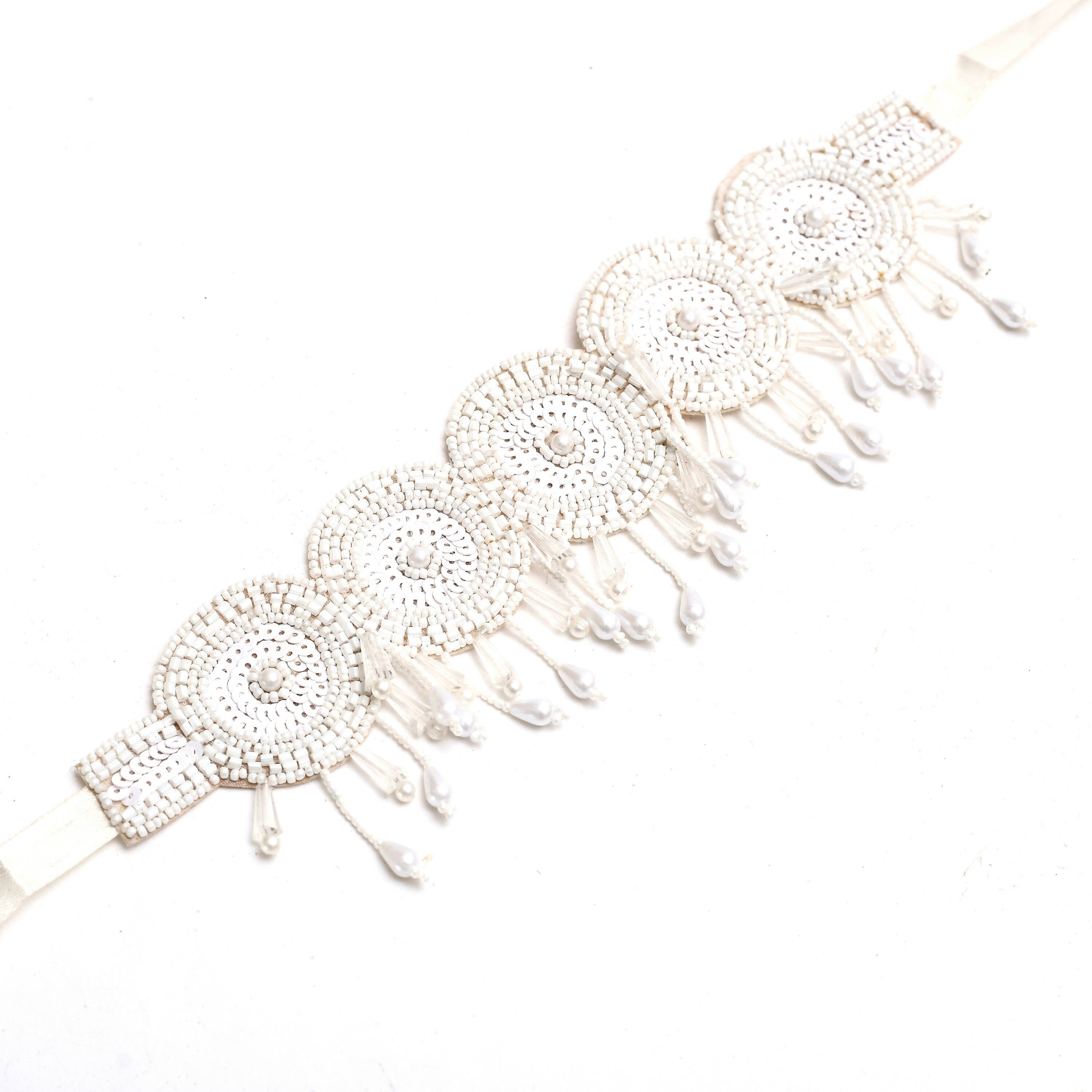 Mominos Fashion Johar Kamal Handicraft Off White/Golden Pearls Necklace with Earrings For Women - Distacart