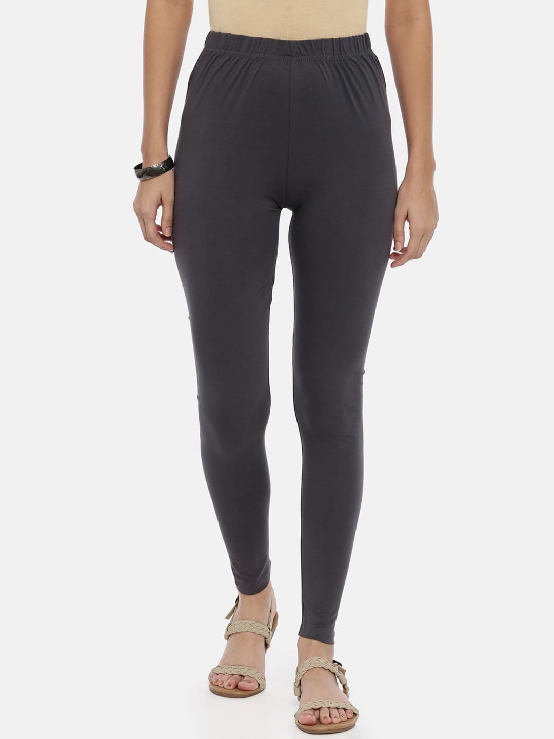 Souchii Grey Solid Slim-Fit Ankle-Length Leggings - Distacart