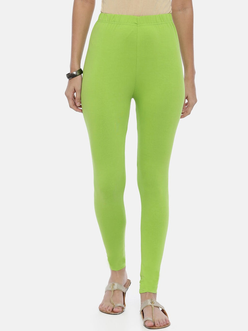 Souchii Lime Green Solid Ankle-Length Leggings - Distacart
