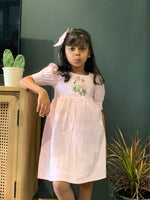 Thumbnail for ArthLife Pink Flamingo Embroidered Dress - Distacart