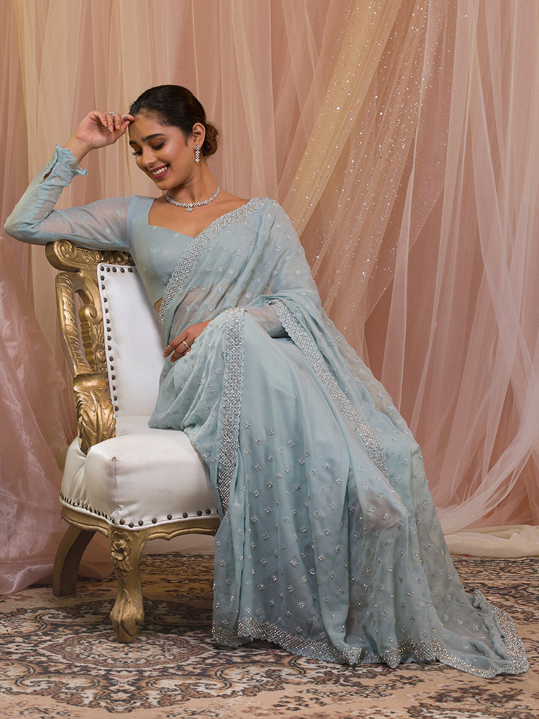 Koskii Embellished Embroidered Saree - Distacart