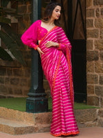 Thumbnail for Koskii Mirror Work Embroidered Satin Bandhani Saree - Distacart