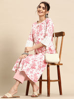 Thumbnail for Sangria Floral Printed Cotton Slub Kurta - Distacart