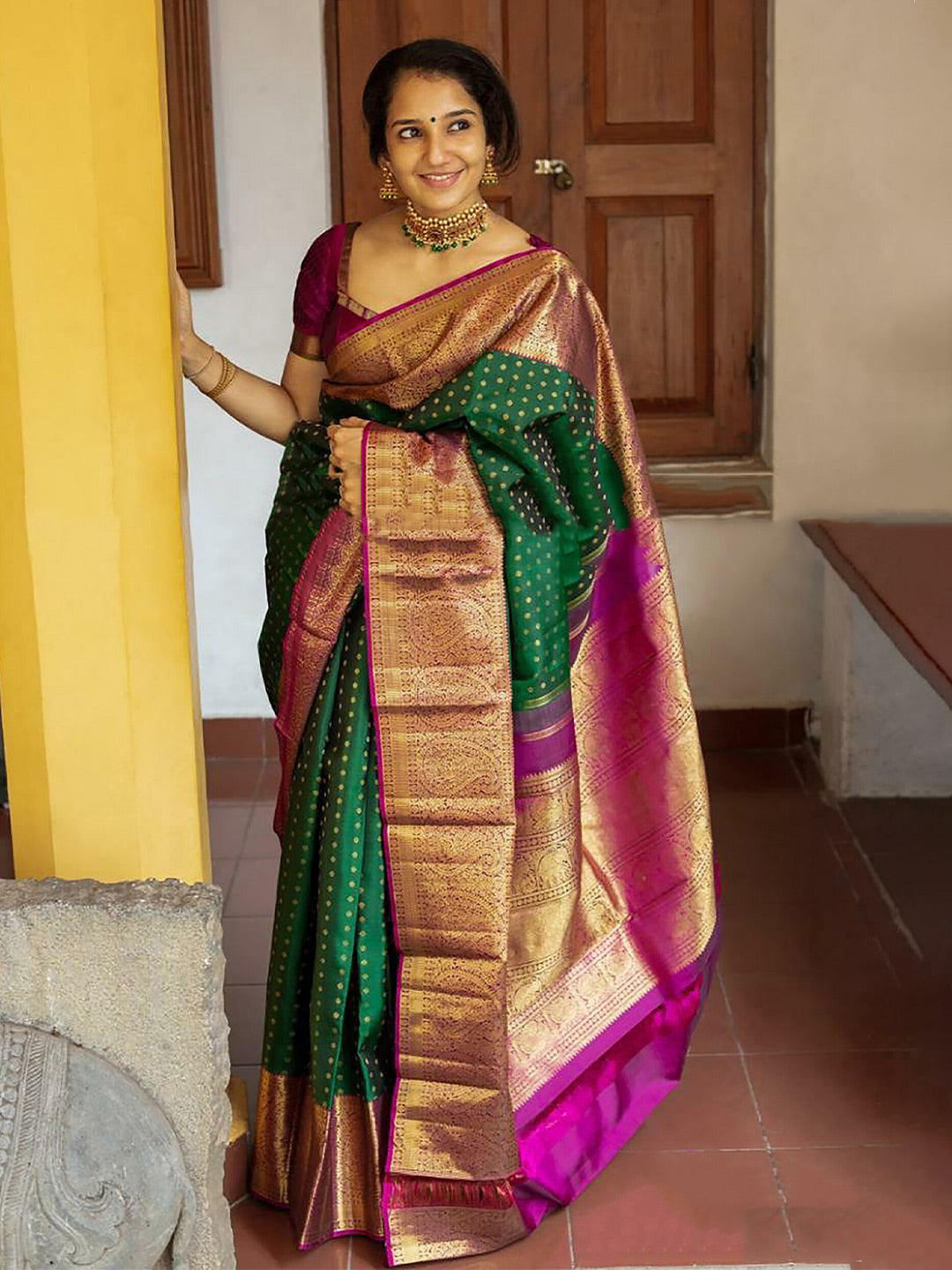 Kalini Ethnic Motifs Woven Design Kanjeevaram Zari Saree - Distacart
