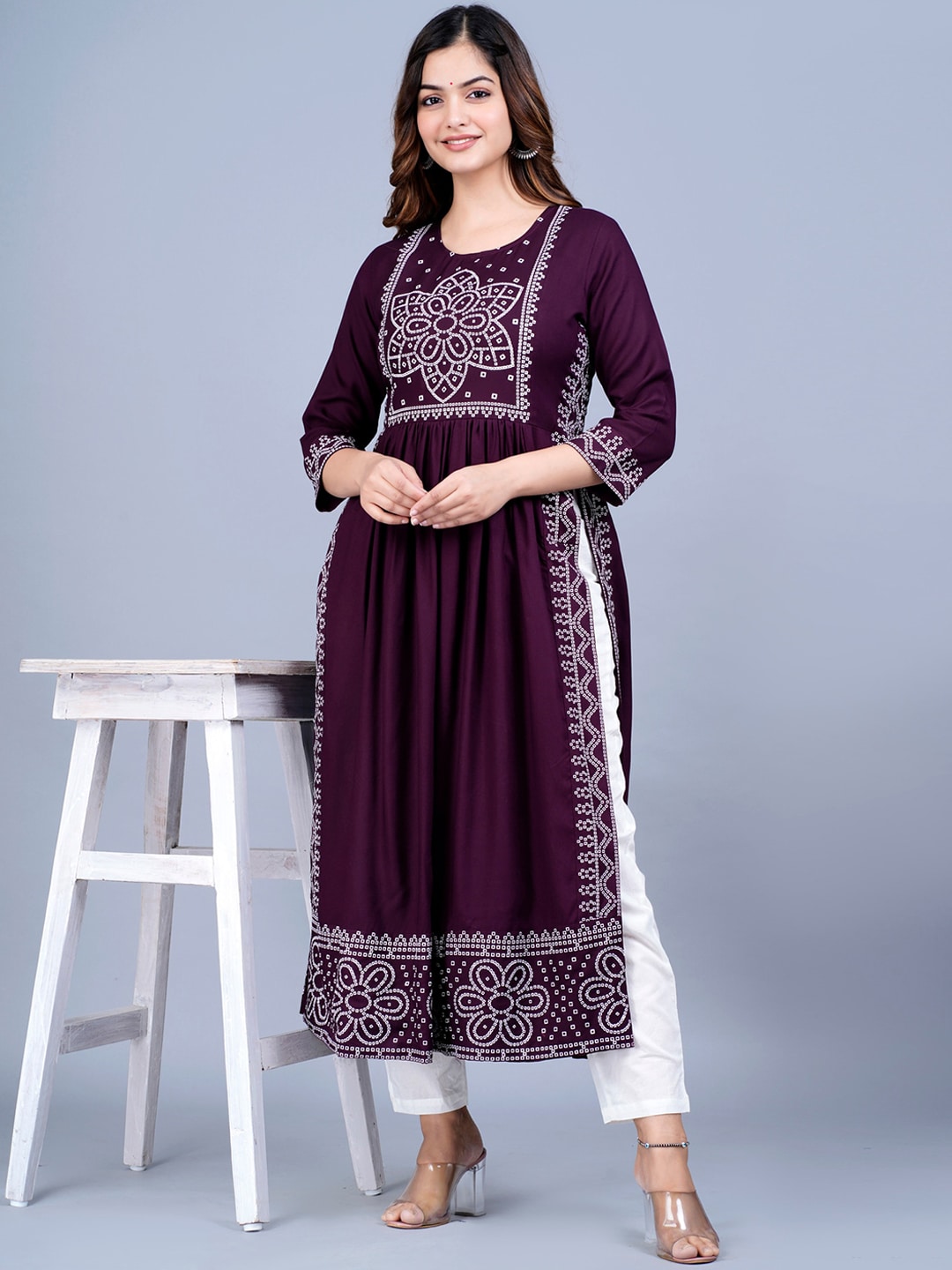 Kalini Women Bandhani Printed Floral Side Slit Kurta - Distacart