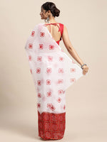 Thumbnail for Saree Mall Women White & Red Bandhani Printed Poly Chiffon Sarees - Distacart
