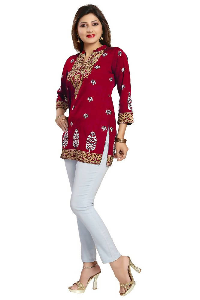 Snehal Creations Endearing Ethnicity Short Red Tunic