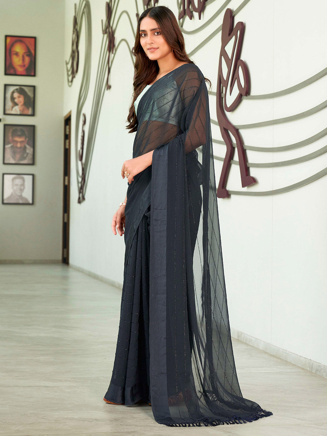 Tikhi Imli Georgette Ready to Wear Saree - Distacart